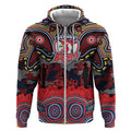 ANZAC Day Sydney Roosters Zip Hoodie Military Memorial Aboriginal Indigenous Art