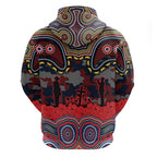 ANZAC Day Sydney Roosters Zip Hoodie Military Memorial Aboriginal Indigenous Art