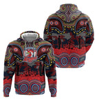 ANZAC Day Sydney Roosters Zip Hoodie Military Memorial Aboriginal Indigenous Art