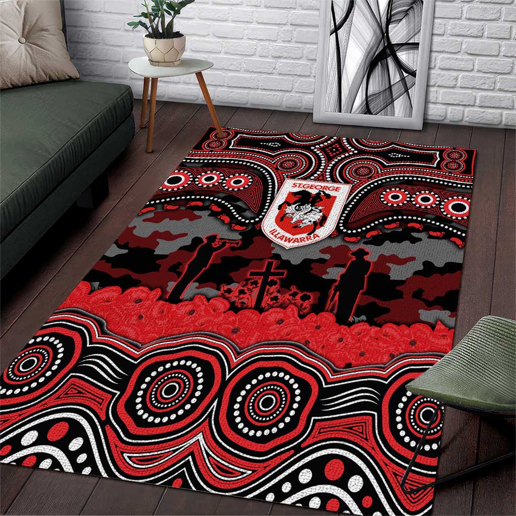 ANZAC Day St George Illawarra Dragons Area Rug Military Memorial Aboriginal Indigenous Art