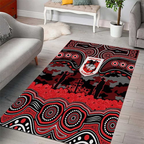 ANZAC Day St George Illawarra Dragons Area Rug Military Memorial Aboriginal Indigenous Art