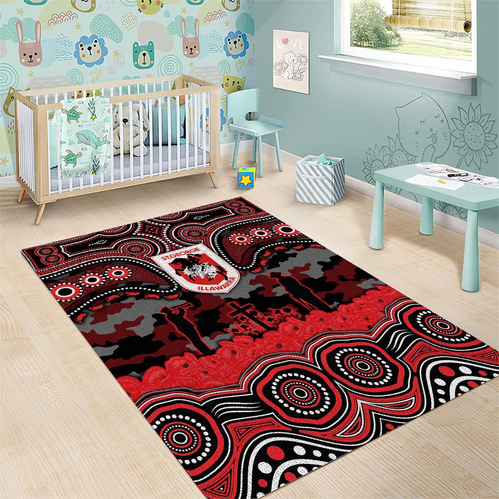 ANZAC Day St George Illawarra Dragons Area Rug Military Memorial Aboriginal Indigenous Art