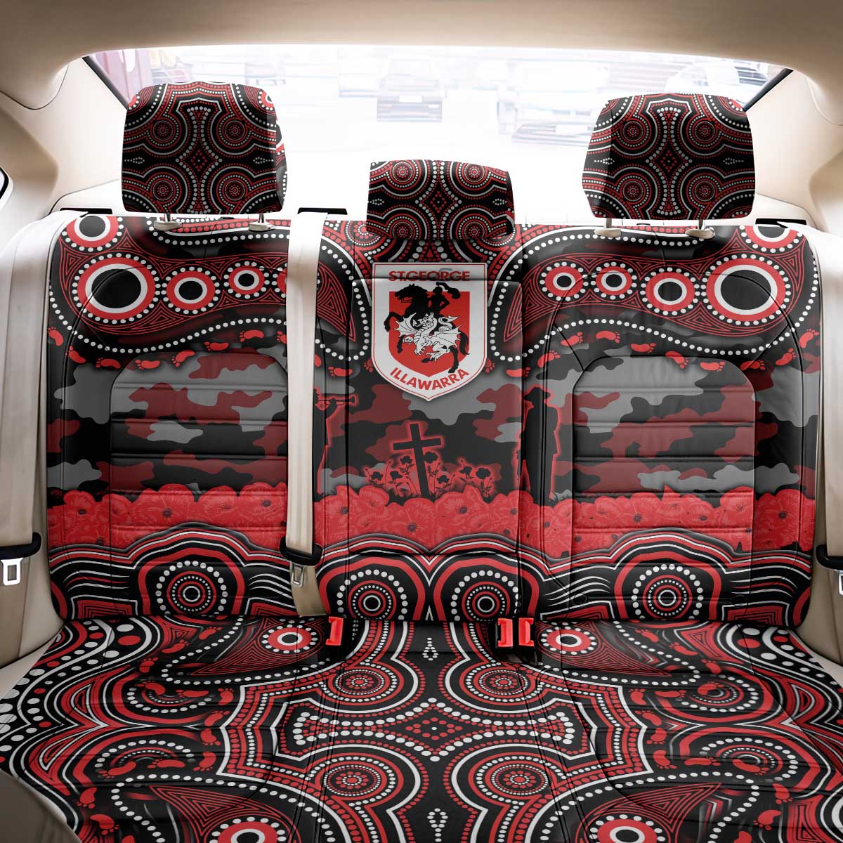ANZAC Day St George Illawarra Dragons Back Car Seat Cover Military Memorial Aboriginal Indigenous Art