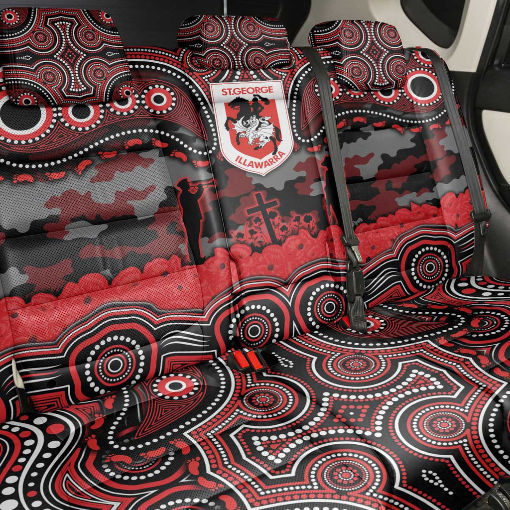 ANZAC Day St George Illawarra Dragons Back Car Seat Cover Military Memorial Aboriginal Indigenous Art