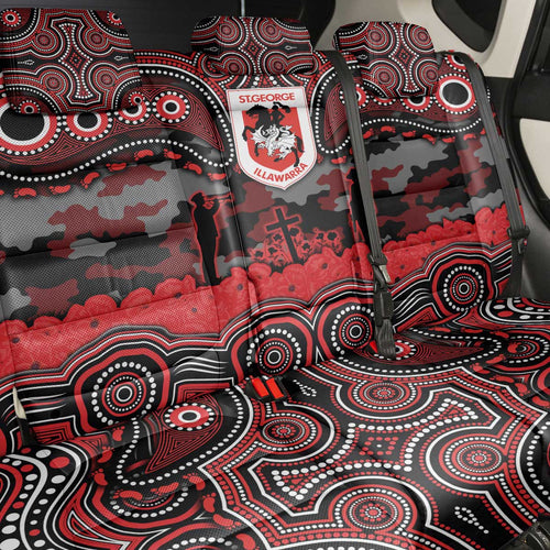 ANZAC Day St George Illawarra Dragons Back Car Seat Cover Military Memorial Aboriginal Indigenous Art