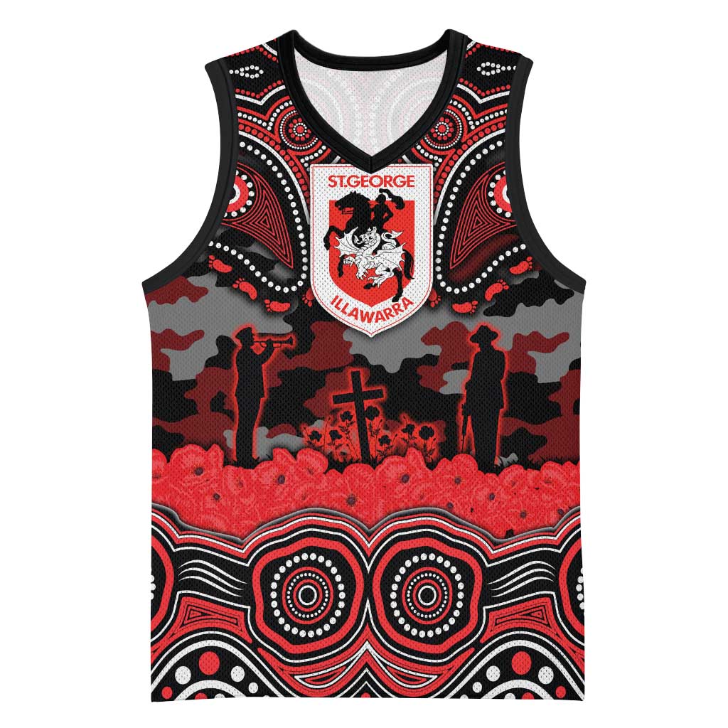 ANZAC Day St George Illawarra Dragons Basketball Jersey Military Memorial Aboriginal Indigenous Art