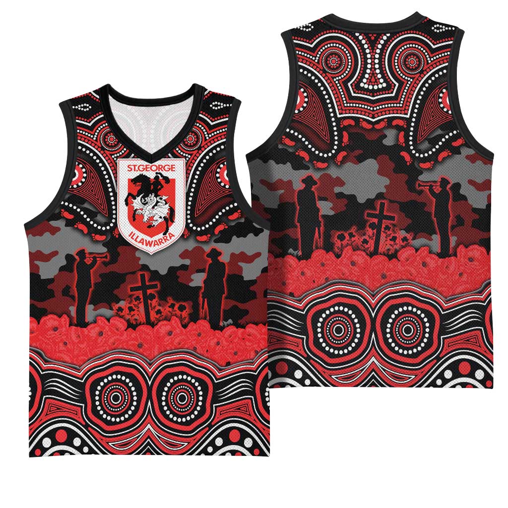 ANZAC Day St George Illawarra Dragons Basketball Jersey Military Memorial Aboriginal Indigenous Art
