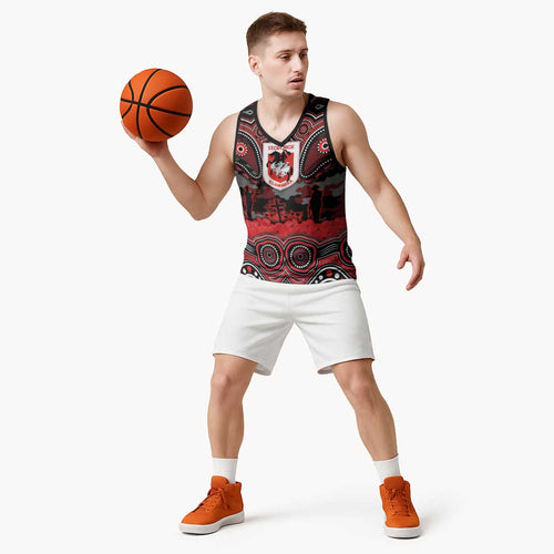 ANZAC Day St George Illawarra Dragons Basketball Jersey Military Memorial Aboriginal Indigenous Art