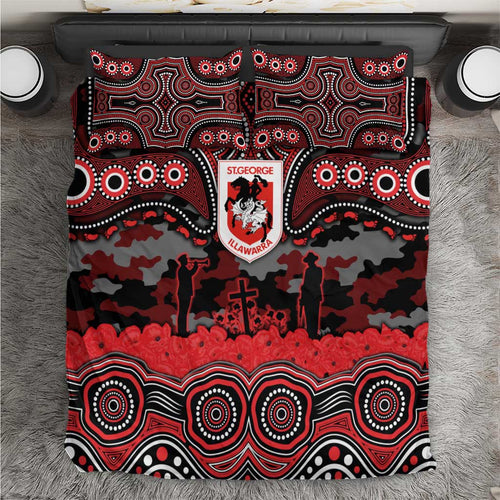 ANZAC Day St George Illawarra Dragons Bedding Set Military Memorial Aboriginal Indigenous Art