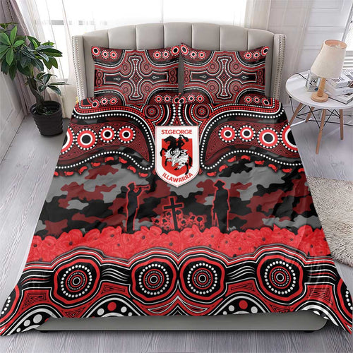 ANZAC Day St George Illawarra Dragons Bedding Set Military Memorial Aboriginal Indigenous Art