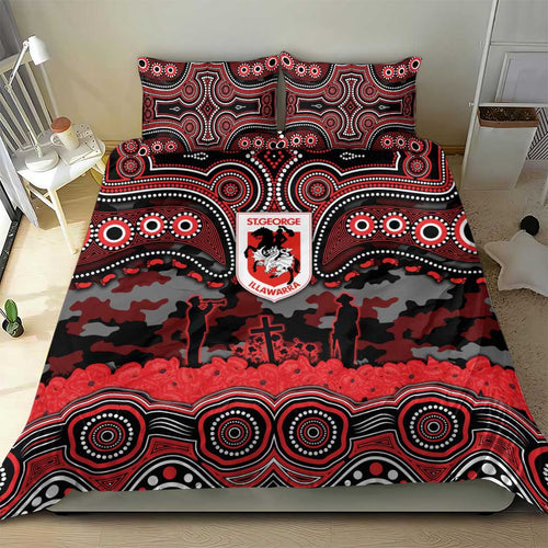 ANZAC Day St George Illawarra Dragons Bedding Set Military Memorial Aboriginal Indigenous Art