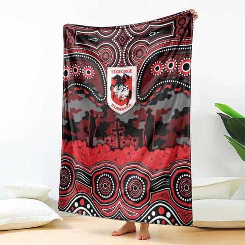 ANZAC Day St George Illawarra Dragons Blanket Military Memorial Aboriginal Indigenous Art