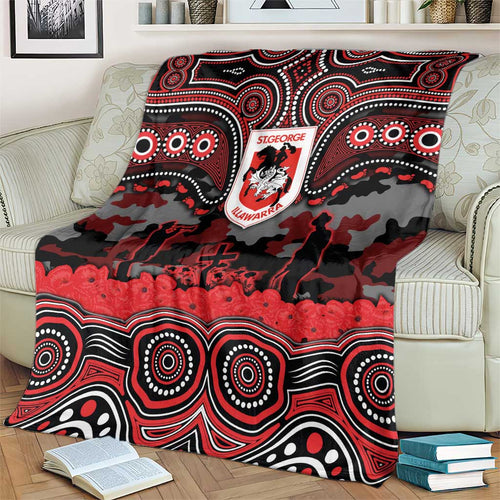 ANZAC Day St George Illawarra Dragons Blanket Military Memorial Aboriginal Indigenous Art