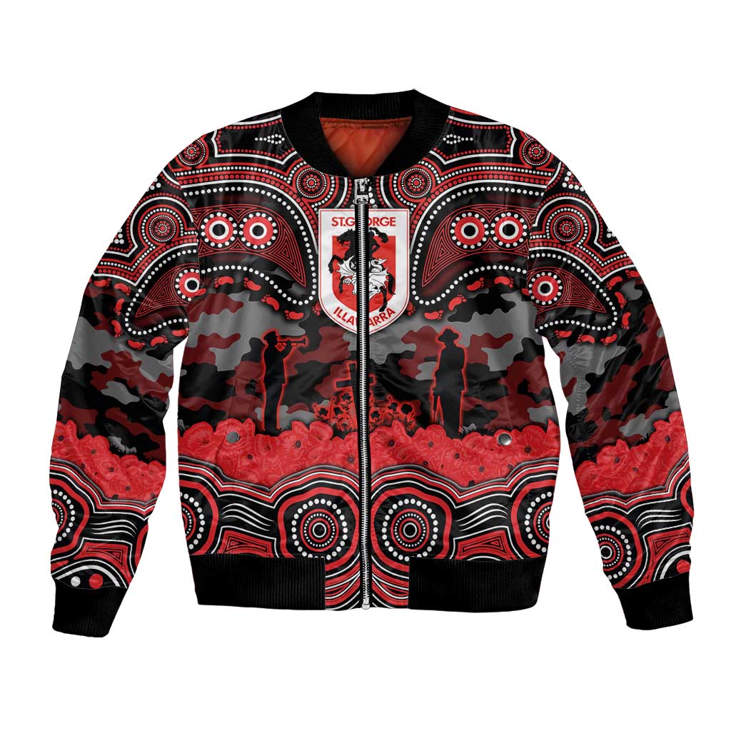 ANZAC Day St George Illawarra Dragons Bomber Jacket Military Memorial Aboriginal Indigenous Art
