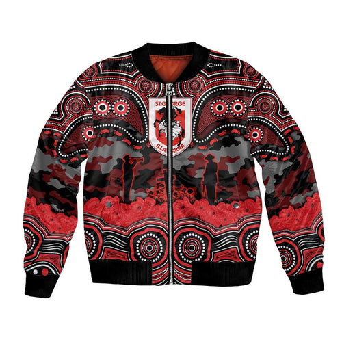 ANZAC Day St George Illawarra Dragons Bomber Jacket Military Memorial Aboriginal Indigenous Art