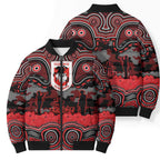 ANZAC Day St George Illawarra Dragons Bomber Puffer Jacket Military Memorial Aboriginal Indigenous Art