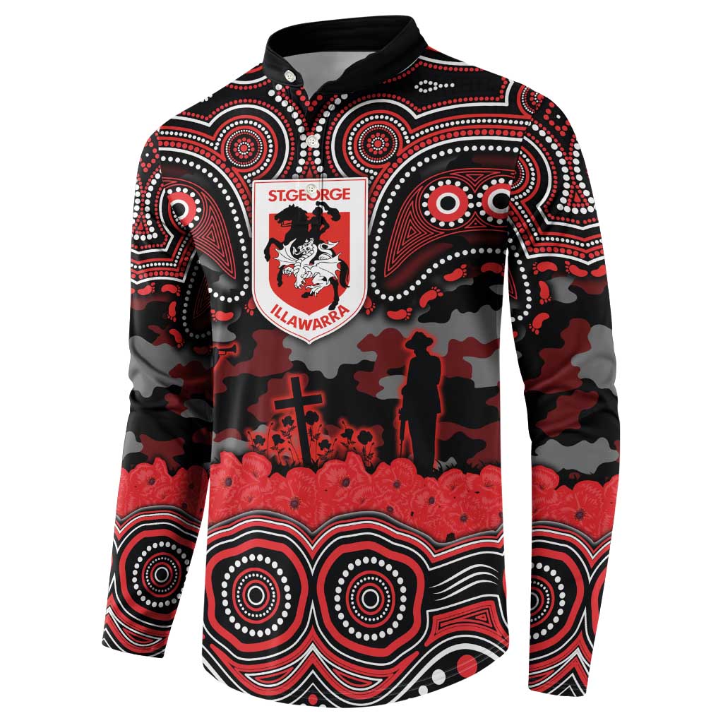 ANZAC Day St George Illawarra Dragons Button Sweatshirt Military Memorial Aboriginal Indigenous Art