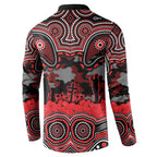 ANZAC Day St George Illawarra Dragons Button Sweatshirt Military Memorial Aboriginal Indigenous Art