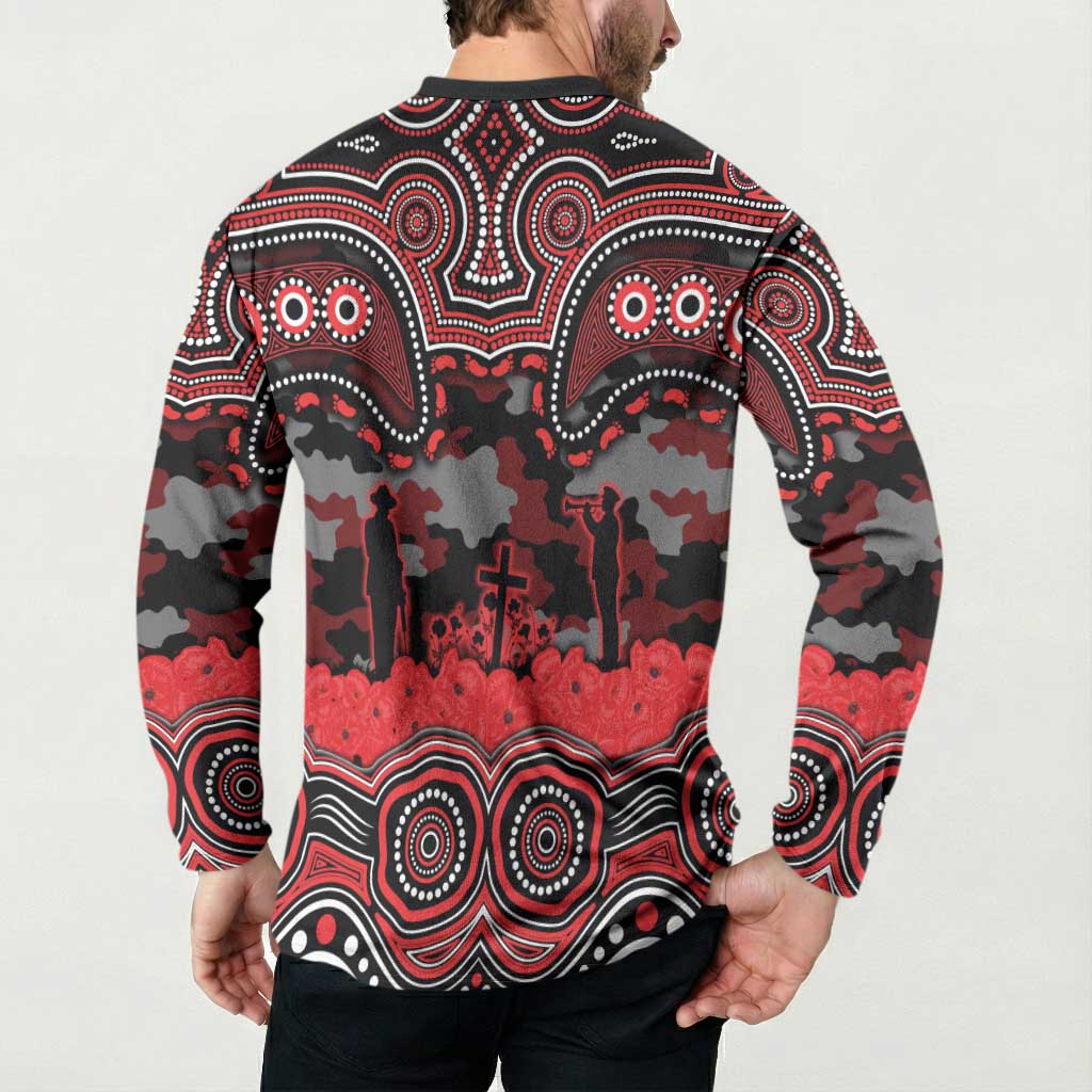 ANZAC Day St George Illawarra Dragons Button Sweatshirt Military Memorial Aboriginal Indigenous Art