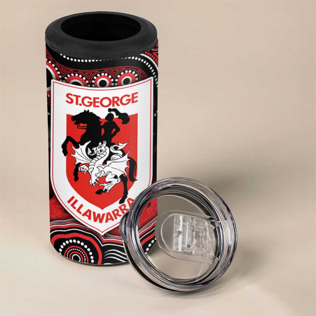ANZAC Day St George Illawarra Dragons 4 in 1 Can Cooler Tumbler Military Memorial Aboriginal Indigenous Art