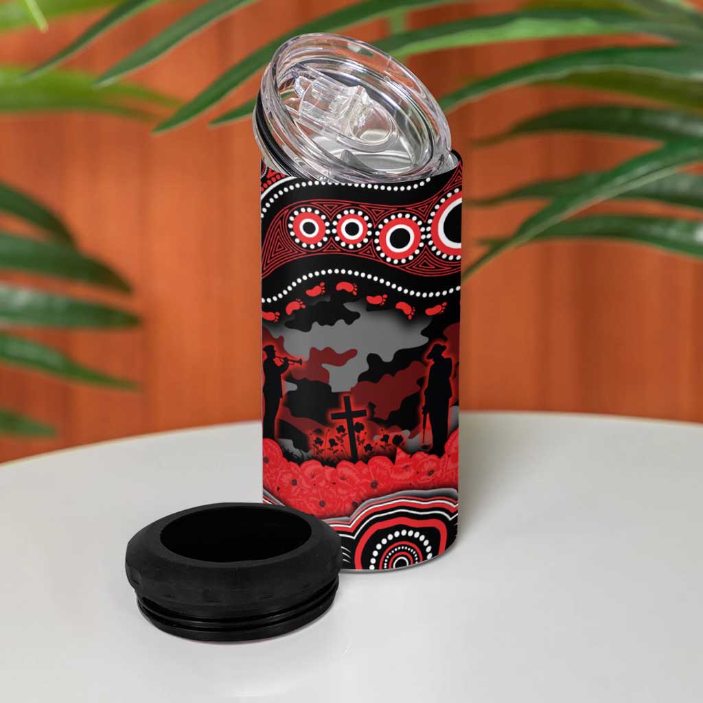 ANZAC Day St George Illawarra Dragons 4 in 1 Can Cooler Tumbler Military Memorial Aboriginal Indigenous Art