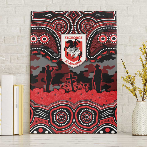 ANZAC Day St George Illawarra Dragons Canvas Wall Art Military Memorial Aboriginal Indigenous Art