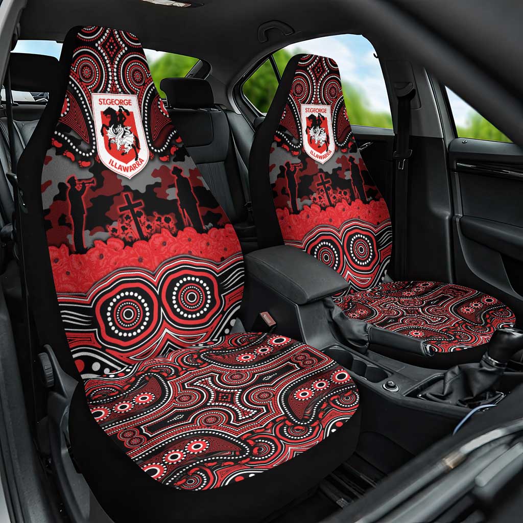 ANZAC Day St George Illawarra Dragons Car Seat Cover Military Memorial Aboriginal Indigenous Art