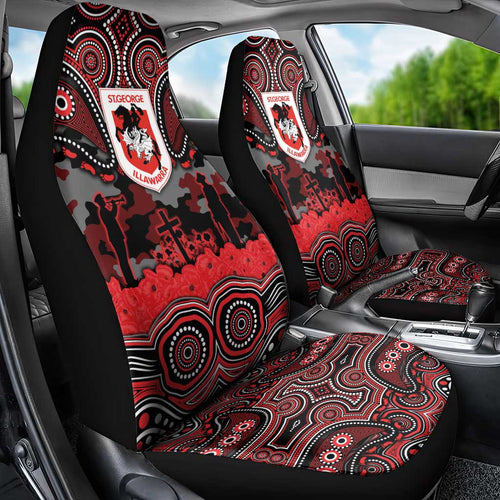 ANZAC Day St George Illawarra Dragons Car Seat Cover Military Memorial Aboriginal Indigenous Art