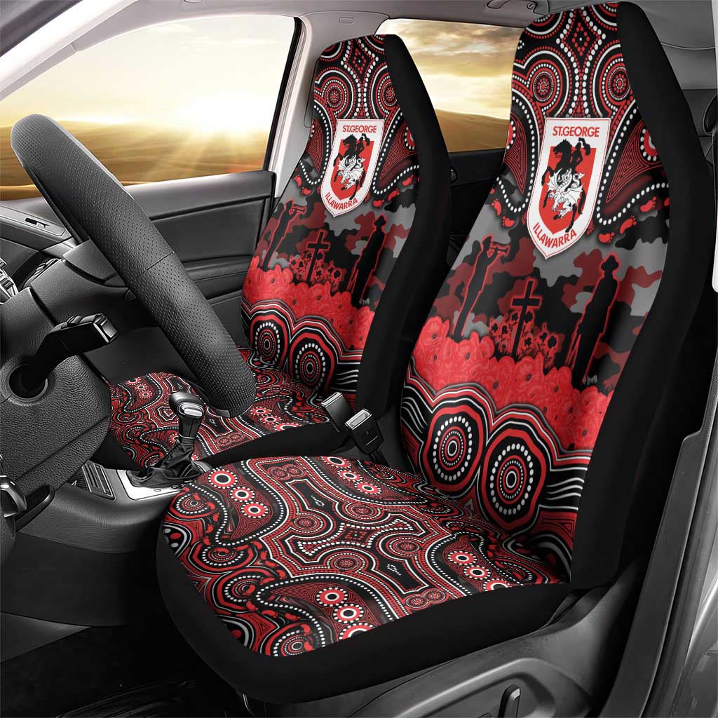 ANZAC Day St George Illawarra Dragons Car Seat Cover Military Memorial Aboriginal Indigenous Art