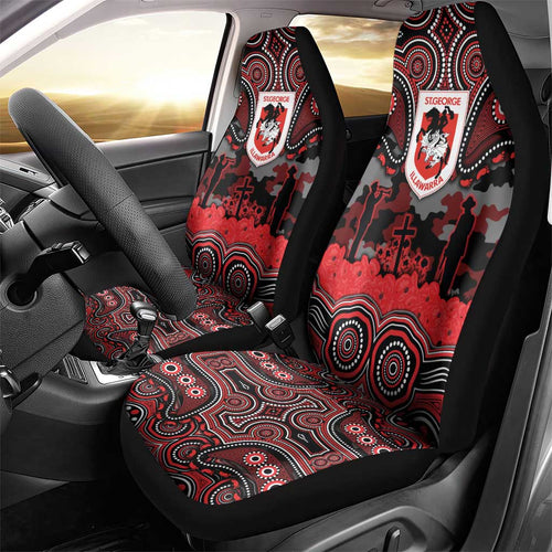 ANZAC Day St George Illawarra Dragons Car Seat Cover Military Memorial Aboriginal Indigenous Art