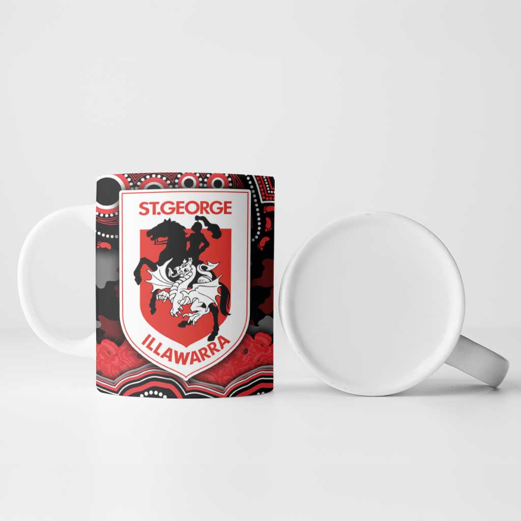 ANZAC Day St George Illawarra Dragons Ceramic Mug Military Memorial Aboriginal Indigenous Art