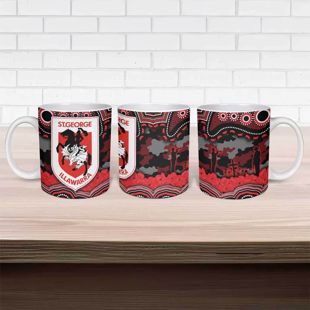 ANZAC Day St George Illawarra Dragons Ceramic Mug Military Memorial Aboriginal Indigenous Art