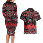 ANZAC Day St George Illawarra Dragons Couples Matching Long Sleeve Bodycon Dress and Hawaiian Shirt Military Memorial Aboriginal Indigenous Art