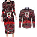ANZAC Day St George Illawarra Dragons Couples Matching Long Sleeve Bodycon Dress and Long Sleeve Button Shirt Military Memorial Aboriginal Indigenous Art