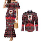 ANZAC Day St George Illawarra Dragons Couples Matching Mermaid Dress and Long Sleeve Button Shirt Military Memorial Aboriginal Indigenous Art