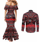 ANZAC Day St George Illawarra Dragons Couples Matching Mermaid Dress and Long Sleeve Button Shirt Military Memorial Aboriginal Indigenous Art