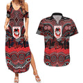 ANZAC Day St George Illawarra Dragons Couples Matching Summer Maxi Dress and Hawaiian Shirt Military Memorial Aboriginal Indigenous Art
