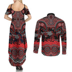 ANZAC Day St George Illawarra Dragons Couples Matching Summer Maxi Dress and Long Sleeve Button Shirt Military Memorial Aboriginal Indigenous Art