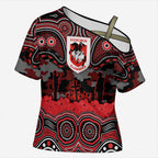 ANZAC Day St George Illawarra Dragons Cross Shoulder Shirt Military Memorial Aboriginal Indigenous Art