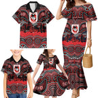 ANZAC Day St George Illawarra Dragons Family Matching Mermaid Dress and Hawaiian Shirt Military Memorial Aboriginal Indigenous Art