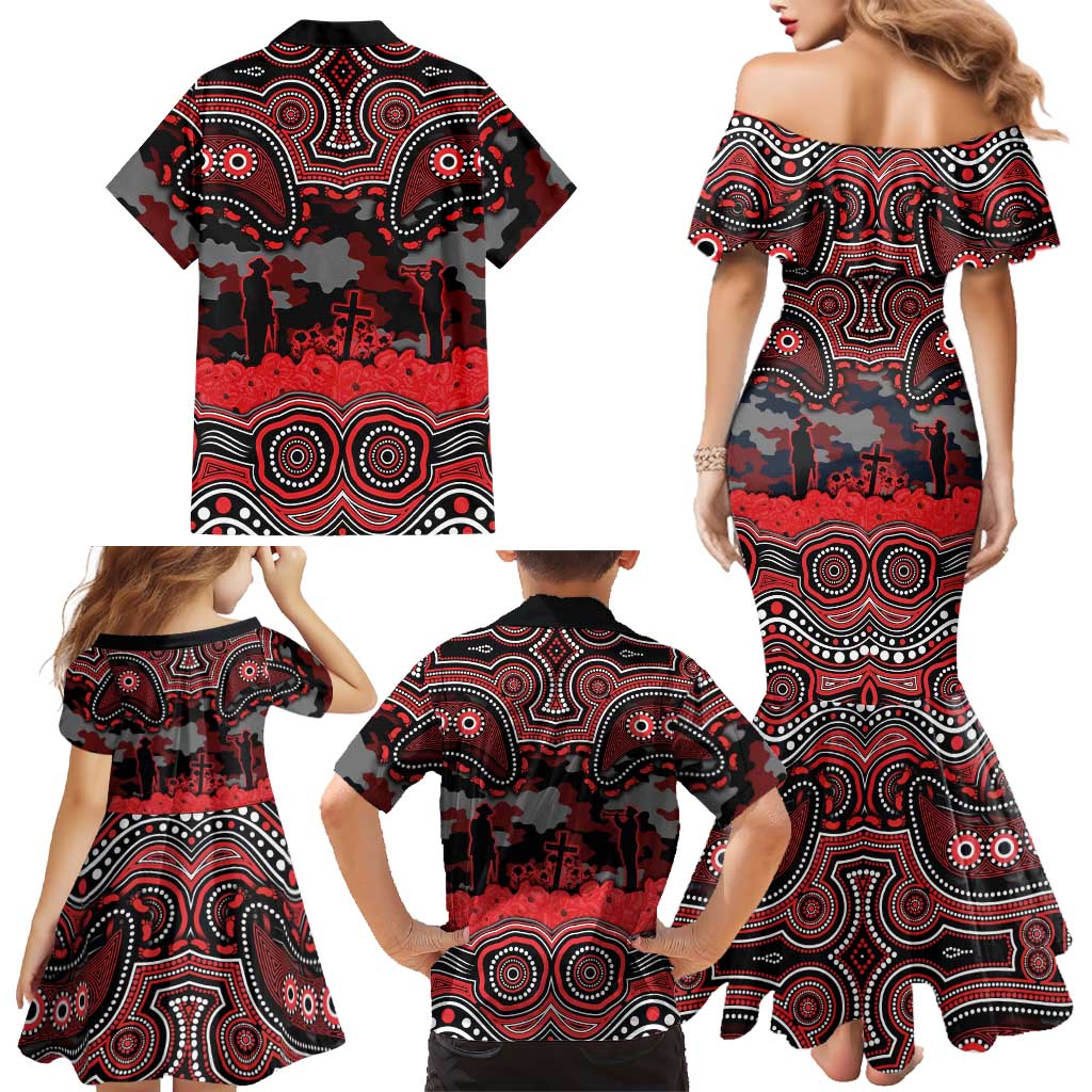 ANZAC Day St George Illawarra Dragons Family Matching Mermaid Dress and Hawaiian Shirt Military Memorial Aboriginal Indigenous Art