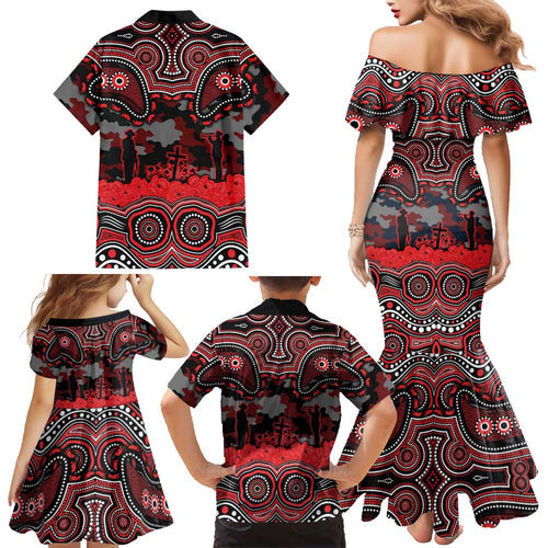 ANZAC Day St George Illawarra Dragons Family Matching Mermaid Dress and Hawaiian Shirt Military Memorial Aboriginal Indigenous Art