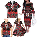 ANZAC Day St George Illawarra Dragons Family Matching Off The Shoulder Long Sleeve Dress and Hawaiian Shirt Military Memorial Aboriginal Indigenous Art