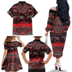 ANZAC Day St George Illawarra Dragons Family Matching Off The Shoulder Long Sleeve Dress and Hawaiian Shirt Military Memorial Aboriginal Indigenous Art