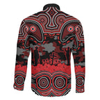 ANZAC Day St George Illawarra Dragons Family Matching Off The Shoulder Long Sleeve Dress and Hawaiian Shirt Military Memorial Aboriginal Indigenous Art