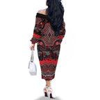 ANZAC Day St George Illawarra Dragons Family Matching Off The Shoulder Long Sleeve Dress and Hawaiian Shirt Military Memorial Aboriginal Indigenous Art