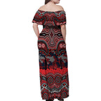 ANZAC Day St George Illawarra Dragons Family Matching Off Shoulder Maxi Dress and Hawaiian Shirt Military Memorial Aboriginal Indigenous Art