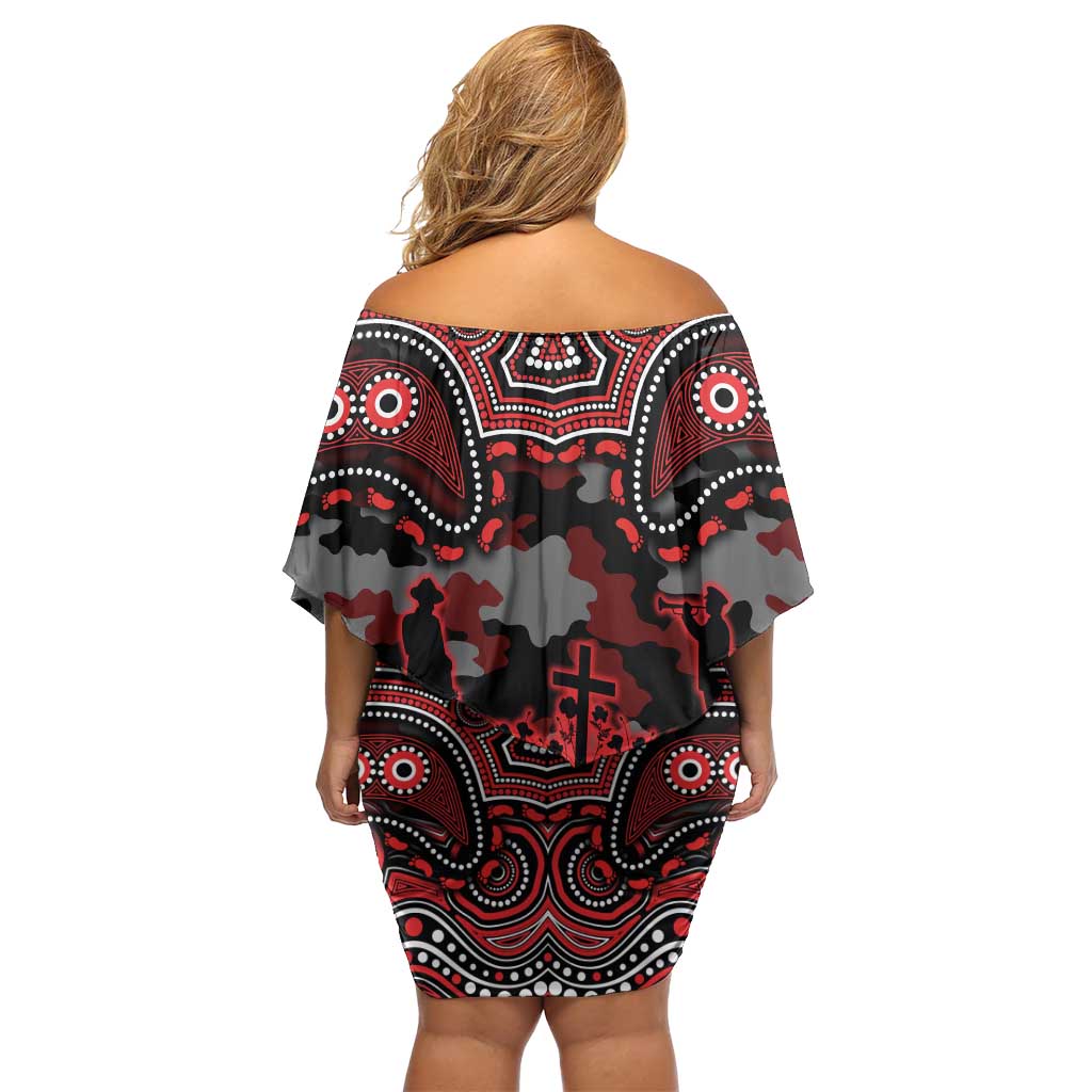 ANZAC Day St George Illawarra Dragons Family Matching Off Shoulder Short Dress and Hawaiian Shirt Military Memorial Aboriginal Indigenous Art