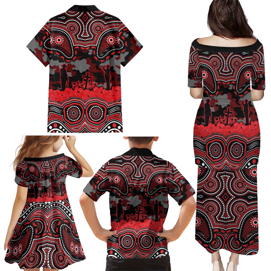 ANZAC Day St George Illawarra Dragons Family Matching Puletasi and Hawaiian Shirt Military Memorial Aboriginal Indigenous Art