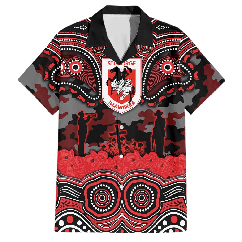 ANZAC Day St George Illawarra Dragons Family Matching Puletasi and Hawaiian Shirt Military Memorial Aboriginal Indigenous Art